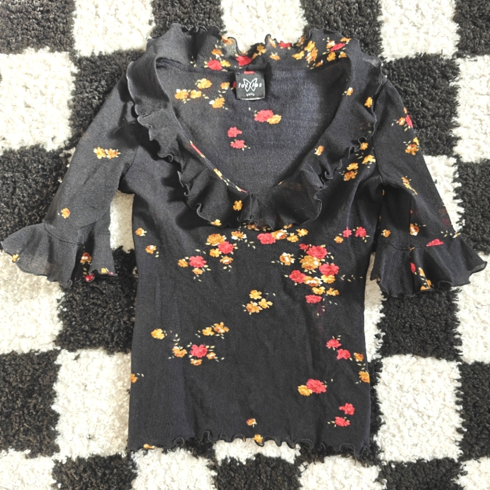 Y2K Sheer Floral Top